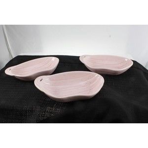 LOU HOENIG CALIFORNIA POTTERY DESERT DISH SET 3 PINK W/BLACK SPECKS MID-CENTURY
